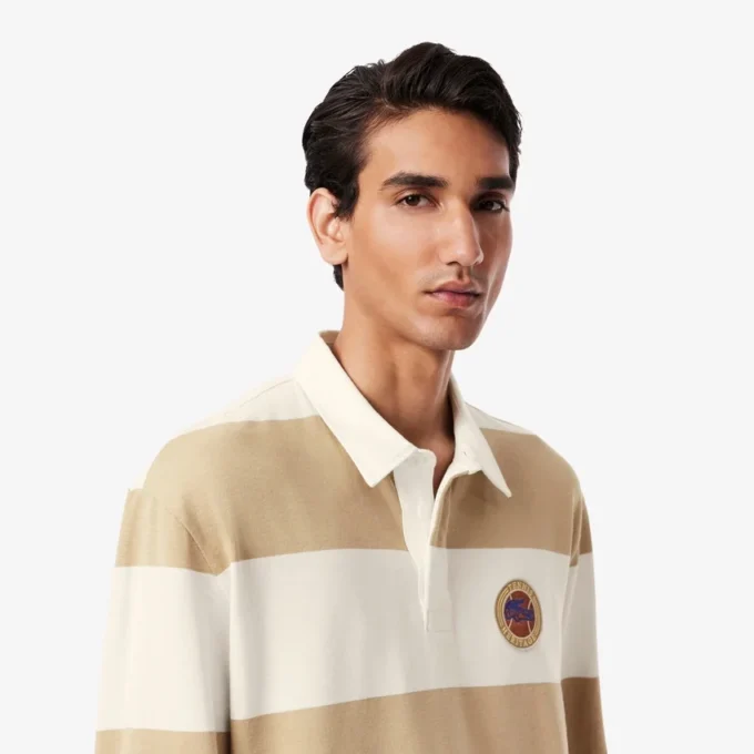 Heren Relaxed Fit gestreepte rugbypolo