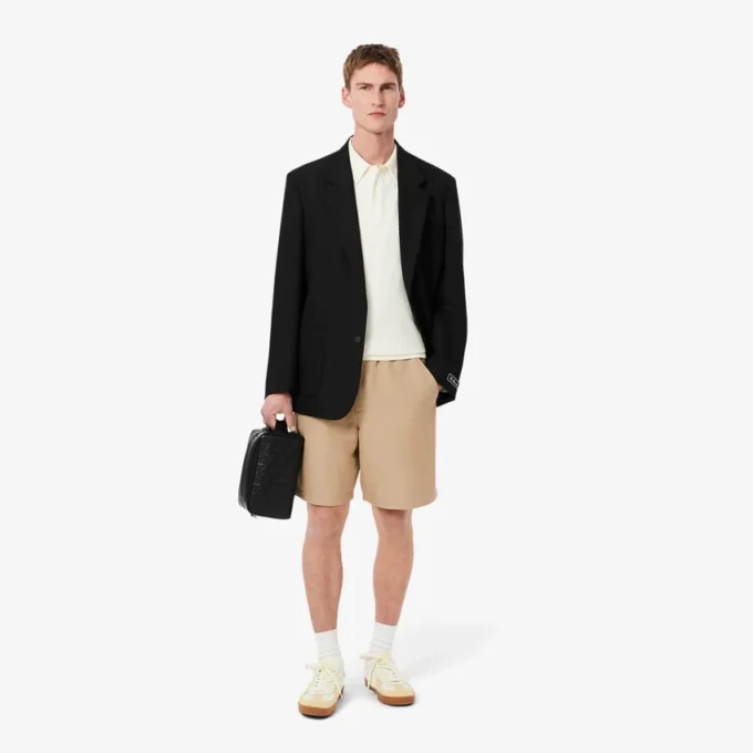 Heren short met reguliere pasvorm van wolmix The Blend
