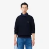 Heren sweatshirt met geribde katoenen polokraag