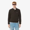 Heren sweatshirt met geribde katoenen polokraag