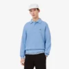 Heren sweatshirt met geribde katoenen polokraag