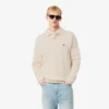 Heren sweatshirt met geribde katoenen polokraag