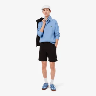 Heren sweatshirt met geribde katoenen polokraag