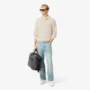 Heren sweatshirt met geribde katoenen polokraag