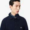 Heren sweatshirt met geribde katoenen polokraag