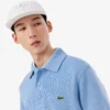 Heren sweatshirt met geribde katoenen polokraag