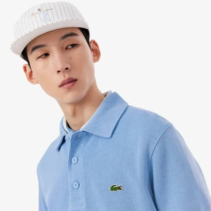 Heren sweatshirt met geribde katoenen polokraag