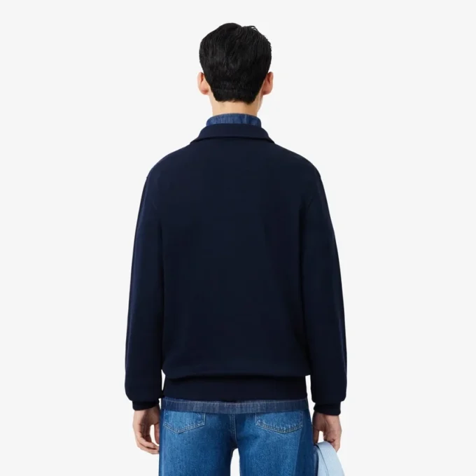 Heren sweatshirt met geribde katoenen polokraag