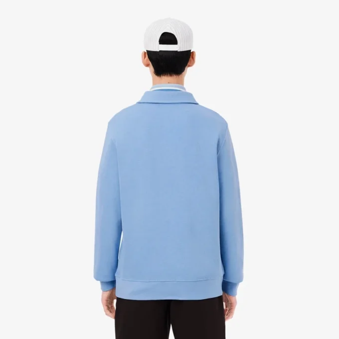 Heren sweatshirt met geribde katoenen polokraag
