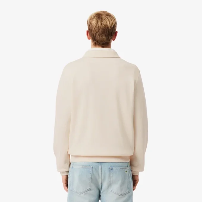 Heren sweatshirt met geribde katoenen polokraag