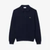 Heren sweatshirt met geribde katoenen polokraag