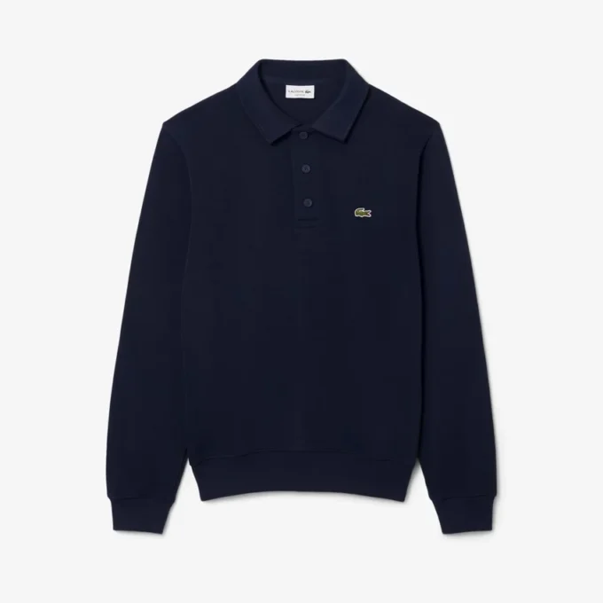 Heren sweatshirt met geribde katoenen polokraag