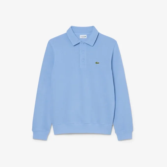 Heren sweatshirt met geribde katoenen polokraag