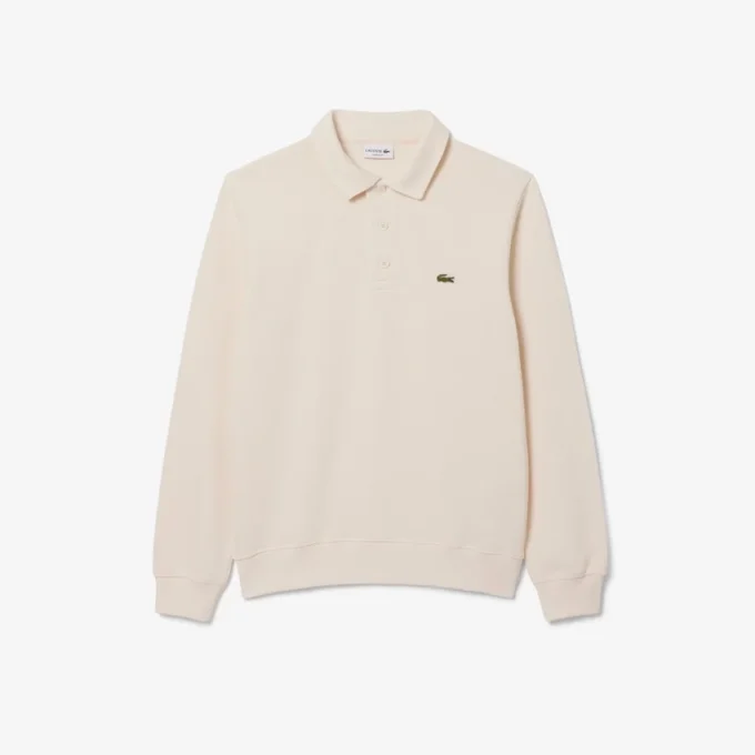 Heren sweatshirt met geribde katoenen polokraag