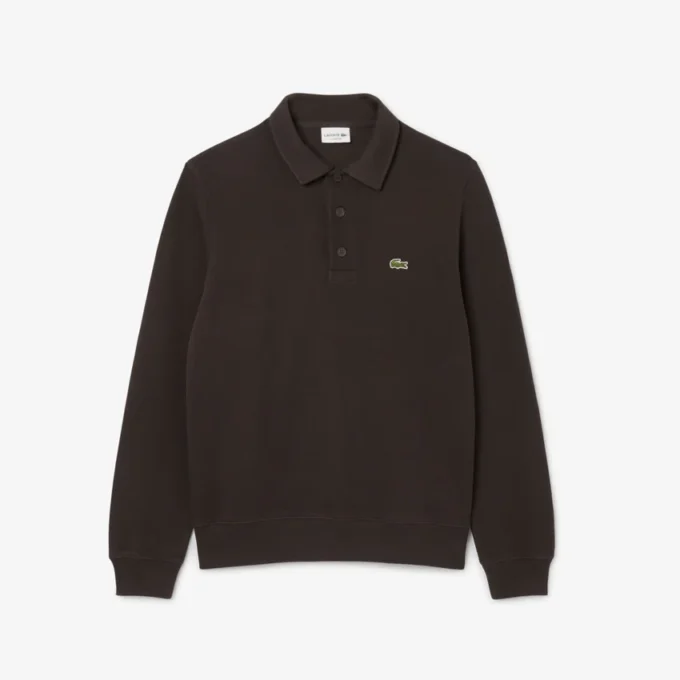 Heren sweatshirt met geribde katoenen polokraag