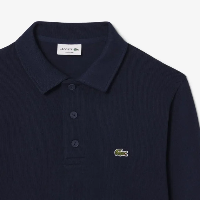 Heren sweatshirt met geribde katoenen polokraag