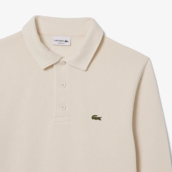 Heren sweatshirt met geribde katoenen polokraag