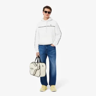 Heren sweatshirt met logo en strepen in klassieke pasvorm