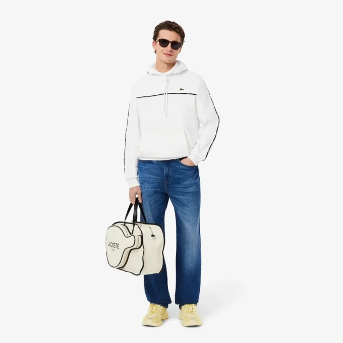 Heren sweatshirt met logo en strepen in klassieke pasvorm
