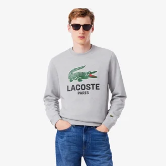 Heren sweatshirt met ronde hals en print in klassieke pasvorm
