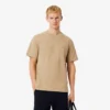 Heren T-shirt met geribde hals en petit piqué