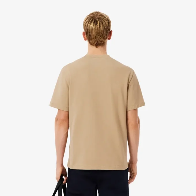 Heren T-shirt met geribde hals en petit piqué