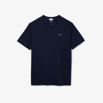 Heren T-shirt met geribde V-hals en lange pasvorm