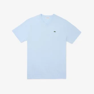 Heren T-shirt met geribde V-hals en lange pasvorm