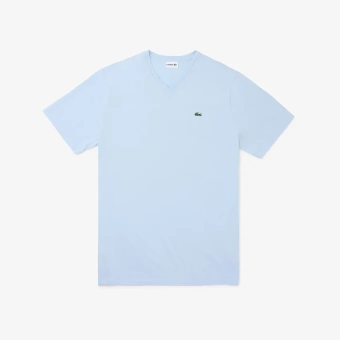 Heren T-shirt met geribde V-hals en lange pasvorm