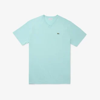 Heren T-shirt met geribde V-hals en lange pasvorm