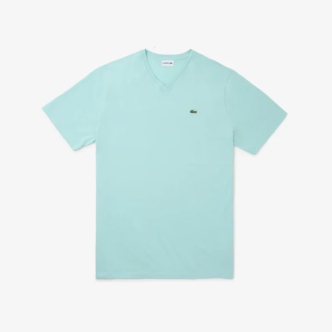 Heren T-shirt met geribde V-hals en lange pasvorm
