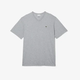 Heren T-shirt met geribde V-hals en lange pasvorm