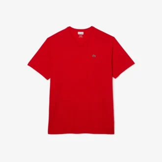 Heren T-shirt met geribde V-hals en lange pasvorm