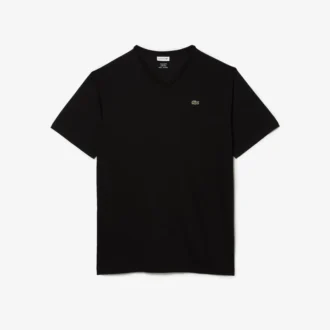Heren T-shirt met geribde V-hals en lange pasvorm