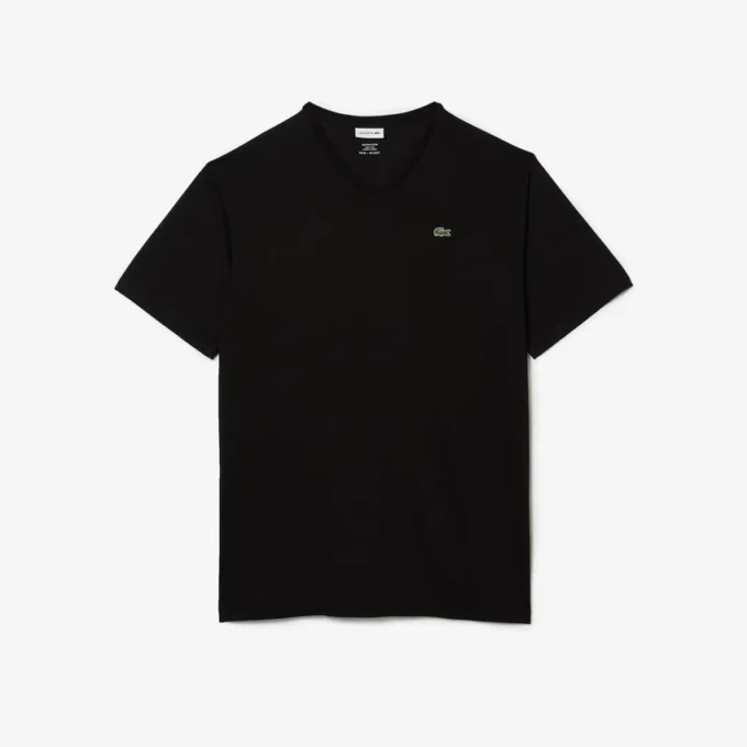Heren T-shirt met geribde V-hals en lange pasvorm