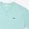 Heren T-shirt met geribde V-hals en lange pasvorm