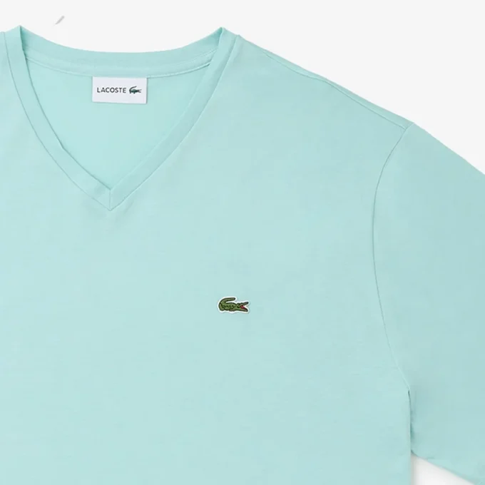 Heren T-shirt met geribde V-hals en lange pasvorm