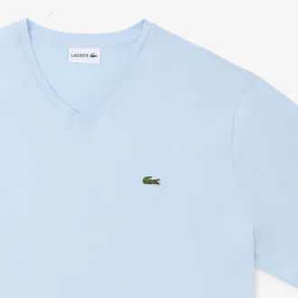 Heren T-shirt met geribde V-hals en lange pasvorm