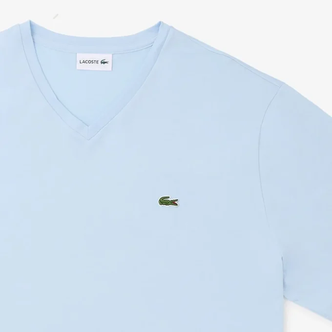 Heren T-shirt met geribde V-hals en lange pasvorm
