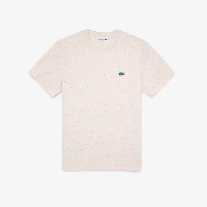 Heren T-shirt met gespikkelde print van katoenjersey, regular fit