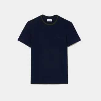 Heren T-shirt met gestreepte kraag van stretchpiqué
