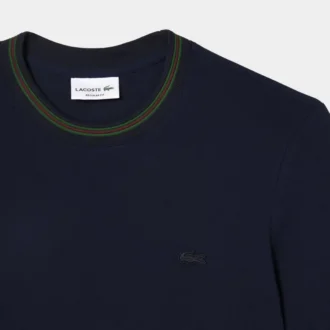 Heren T-shirt met gestreepte kraag van stretchpiqué