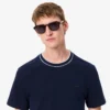 Heren T-shirt met gestreepte kraag van stretchpiqué