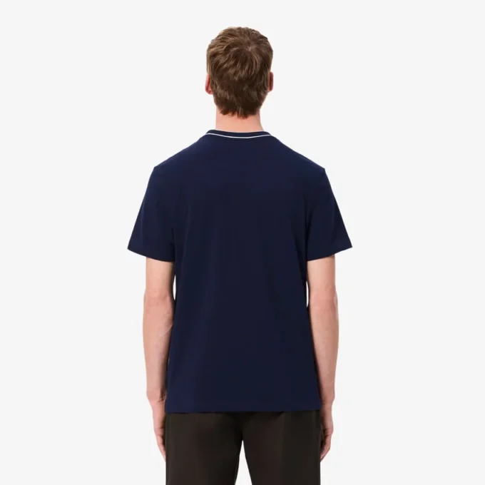 Heren T-shirt met gestreepte kraag van stretchpiqué