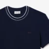 Heren T-shirt met gestreepte kraag van stretchpiqué