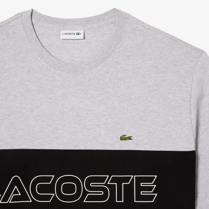 Heren T-shirt met lange pasvorm en kleurblokken