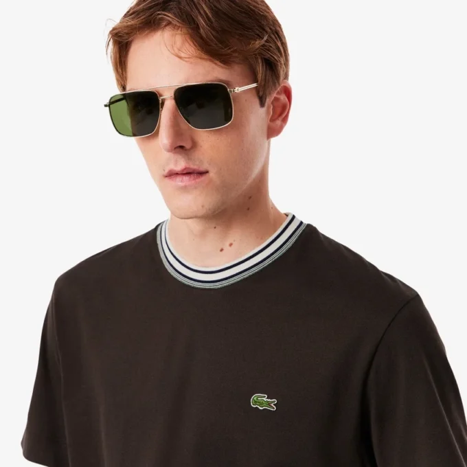 Heren T-shirt met streepjes en ronde hals, gemaakt in Frankrijk