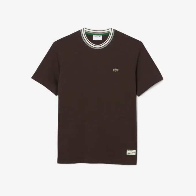 Heren T-shirt met streepjes en ronde hals, gemaakt in Frankrijk
