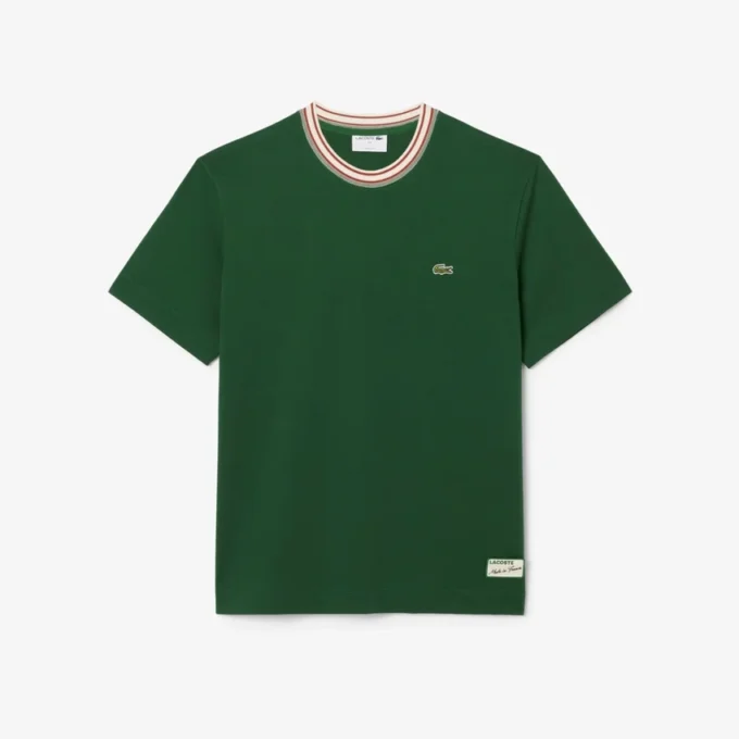 Heren T-shirt met streepjes en ronde hals, gemaakt in Frankrijk