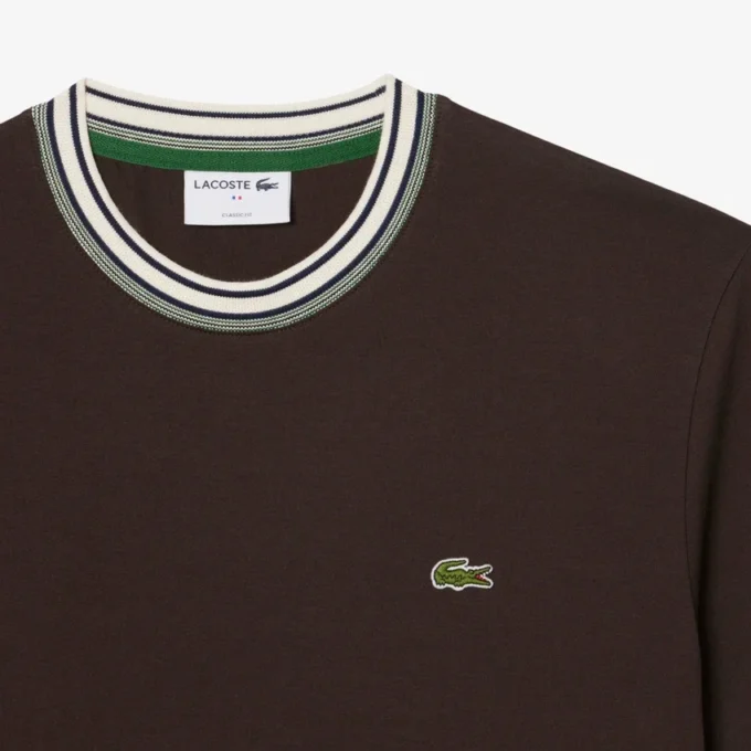 Heren T-shirt met streepjes en ronde hals, gemaakt in Frankrijk